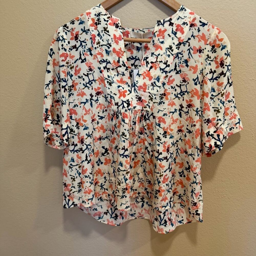 NWT Ulla Johnson White Pink Floral Silk Blouse Top 2 - Picture 5 of 11